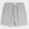 Above-the-Knee Crinkle Cotton Shorts