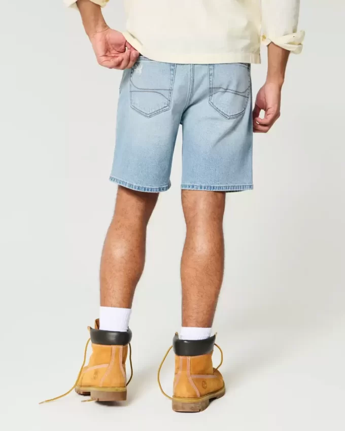 Above-the-Knee Distressed Loose Denim Shorts