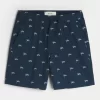 Above-the-Knee Linen-Blend Pattern Shorts