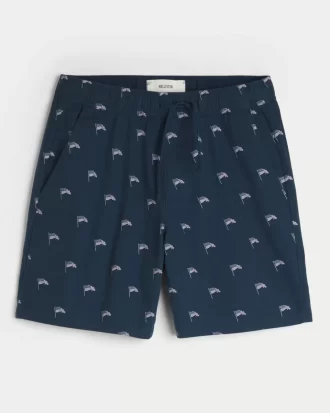 Above-the-Knee Linen-Blend Pattern Shorts