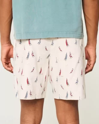 Above-the-Knee Linen-Blend Pattern Shorts