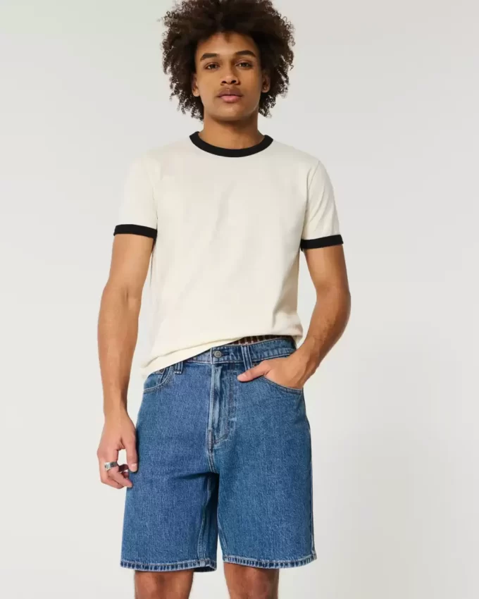 Above-the-Knee Loose Denim Shorts