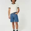 Above-the-Knee Loose Denim Shorts