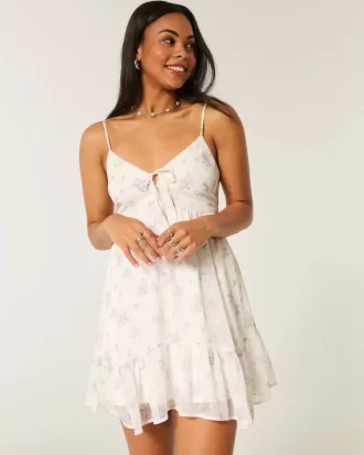 Asymmetrical Hem Chiffon Mini Dress