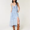 Asymmetrical Hem Halter Maxi Dress