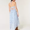 Asymmetrical Hem Halter Maxi Dress