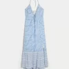 Asymmetrical Hem Halter Maxi Dress