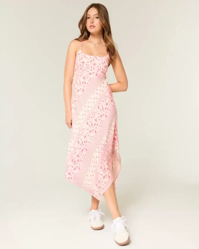 Asymmetrical Hem Midi Dress