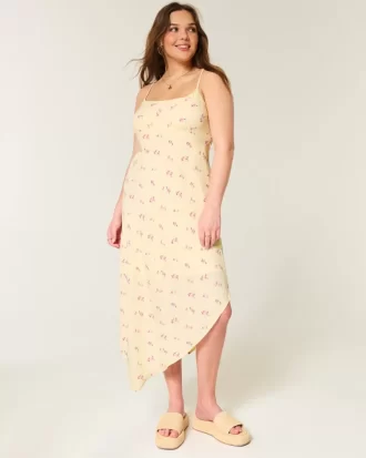 Asymmetrical Hem Midi Dress