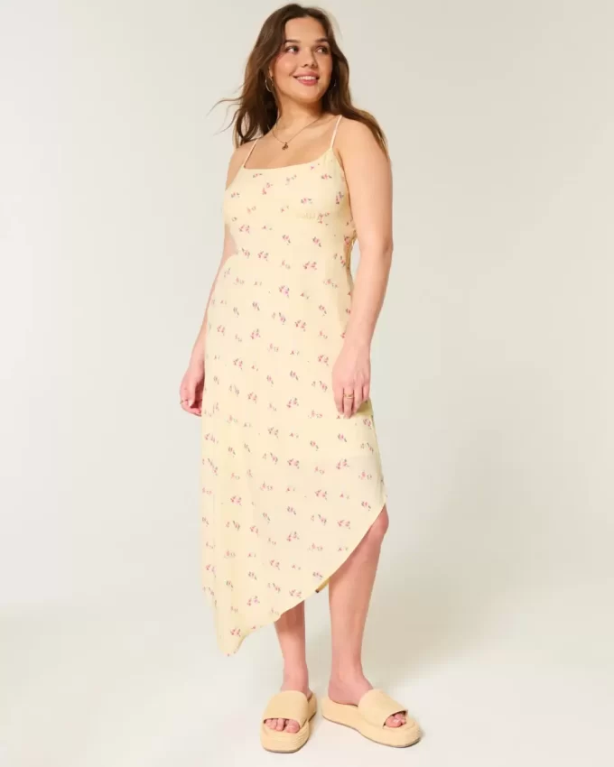 Asymmetrical Hem Midi Dress