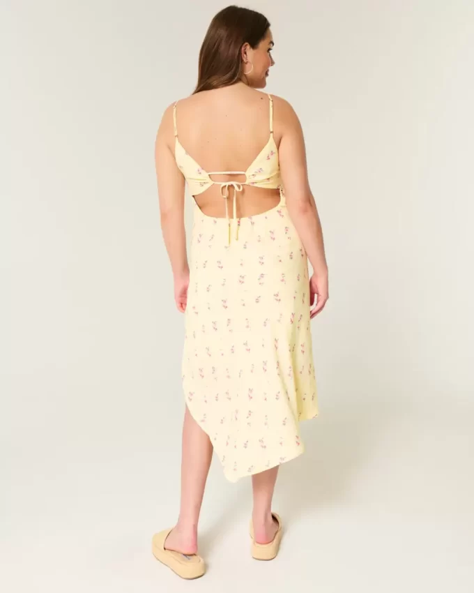 Asymmetrical Hem Midi Dress