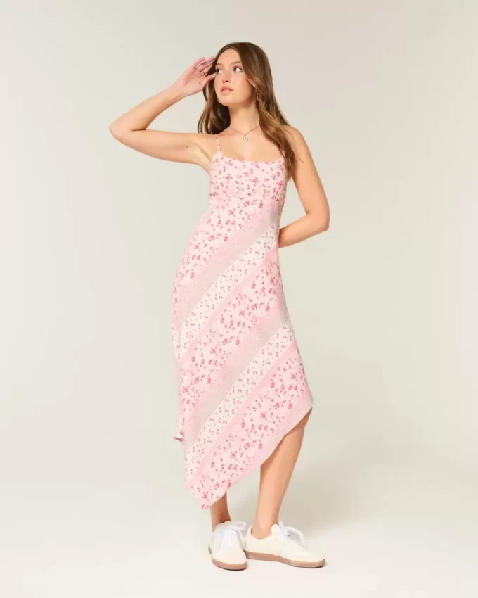 Asymmetrical Hem Midi Dress