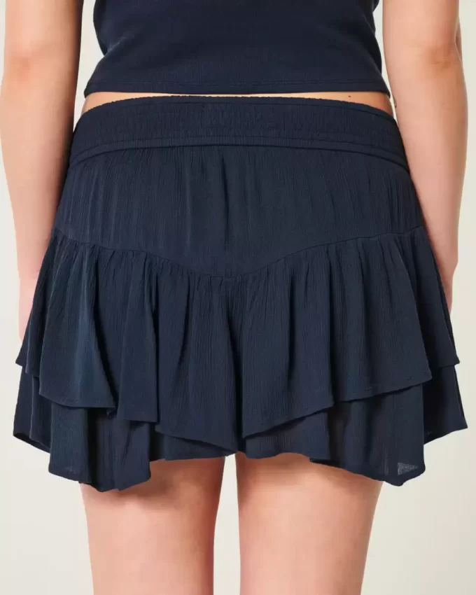 Asymmetrical Hem Tiered Mini Skort