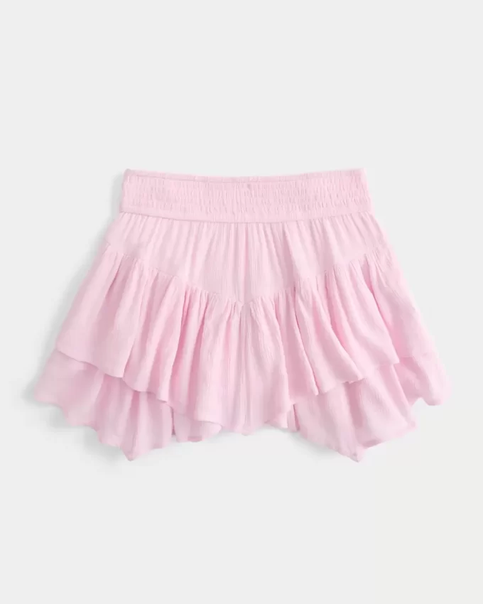 Asymmetrical Hem Tiered Mini Skort