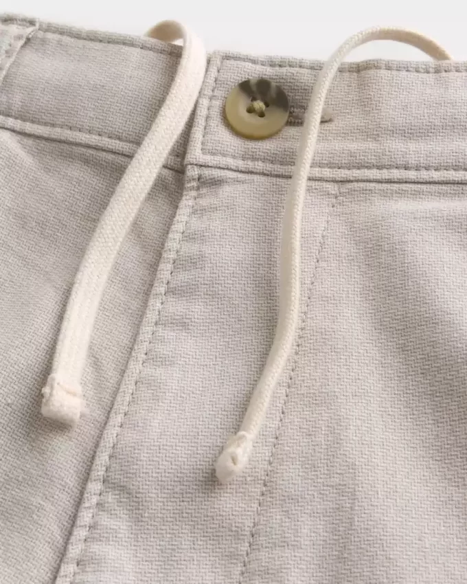 At-the-Knee Linen-Blend Flat-Front Shorts
