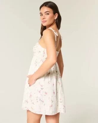 Babydoll Tie-Strap Mini Dress
