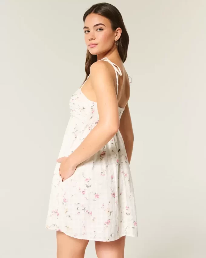 Babydoll Tie-Strap Mini Dress