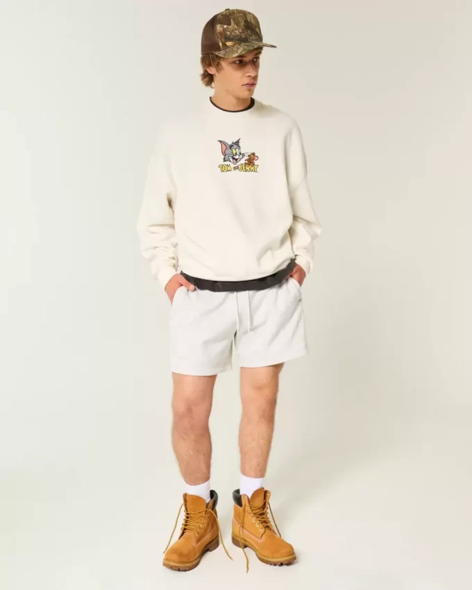 Baggy Cinch Tom and Jerry Graphic Crew Sweatshirt