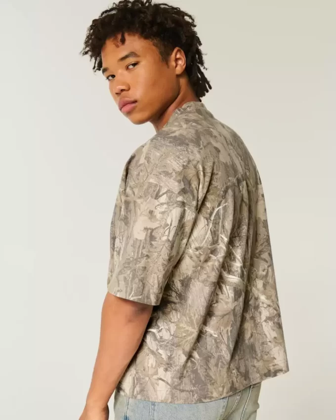 Baggy Heavyweight Crop Dodge Graphic Camo Tee
