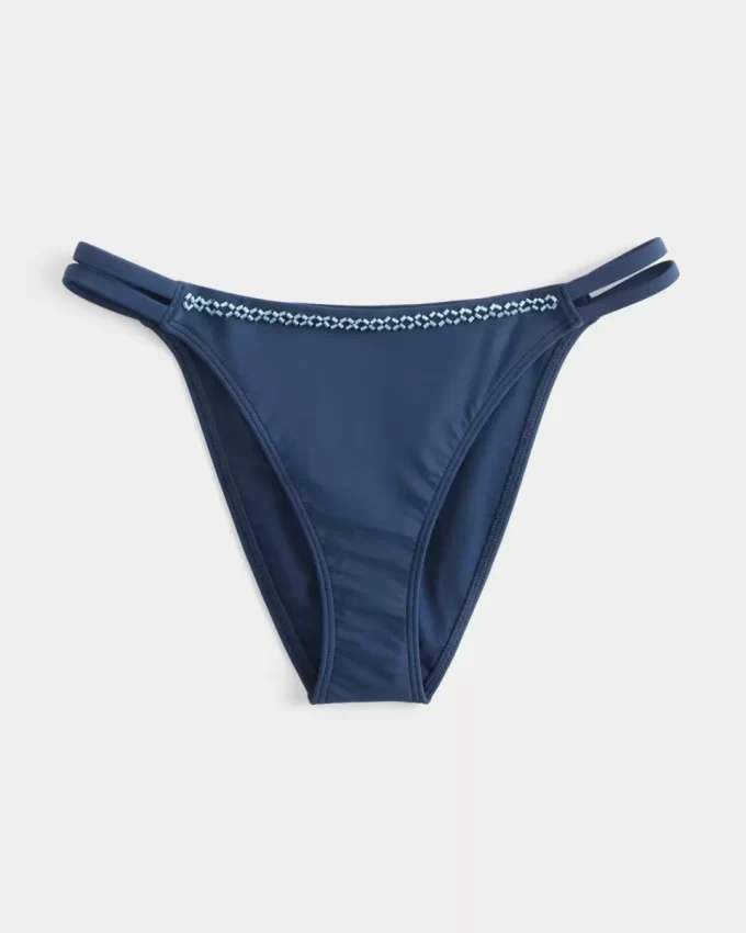 Beaded Double-Strap Cheeky Bikini Bottom