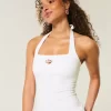 Beaded Graphic Halter Top