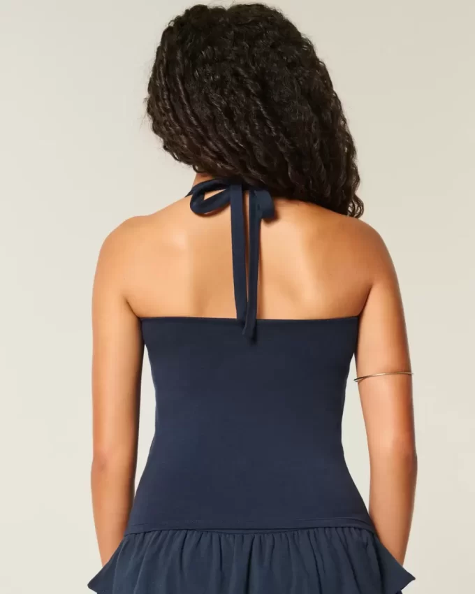 Beaded Graphic Halter Top