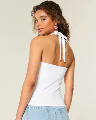 Beaded Graphic Halter Top