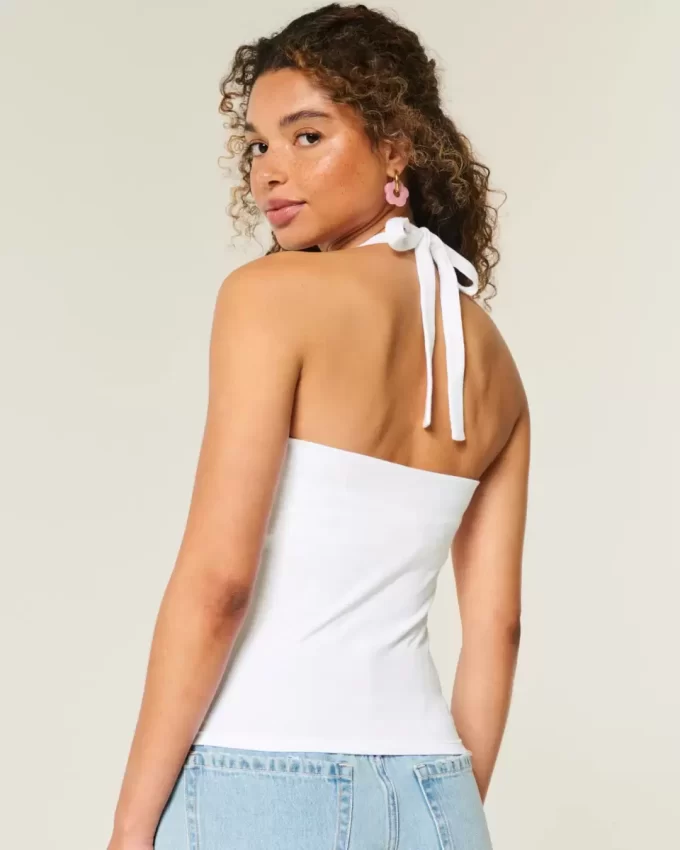 Beaded Graphic Halter Top