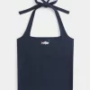 Beaded Graphic Halter Top