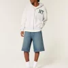 Below-the-Knee Dark Wash Super Baggy Denim Shorts