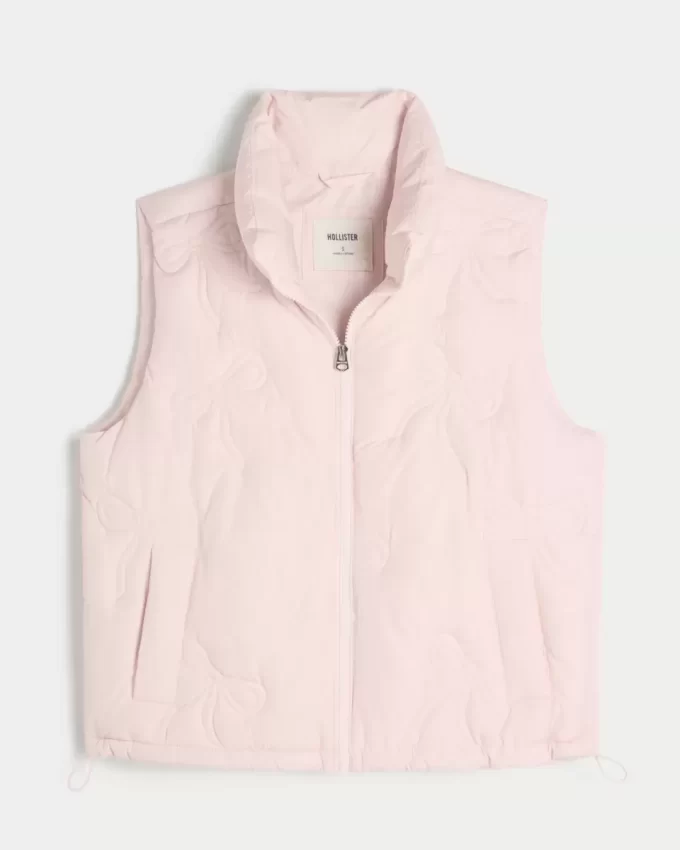 Bow Pattern Puffer Vest