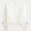 Bow-Sleeve Cable-Knit Sweater