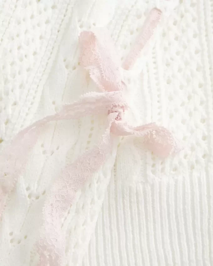 Bow-Sleeve Cable-Knit Sweater