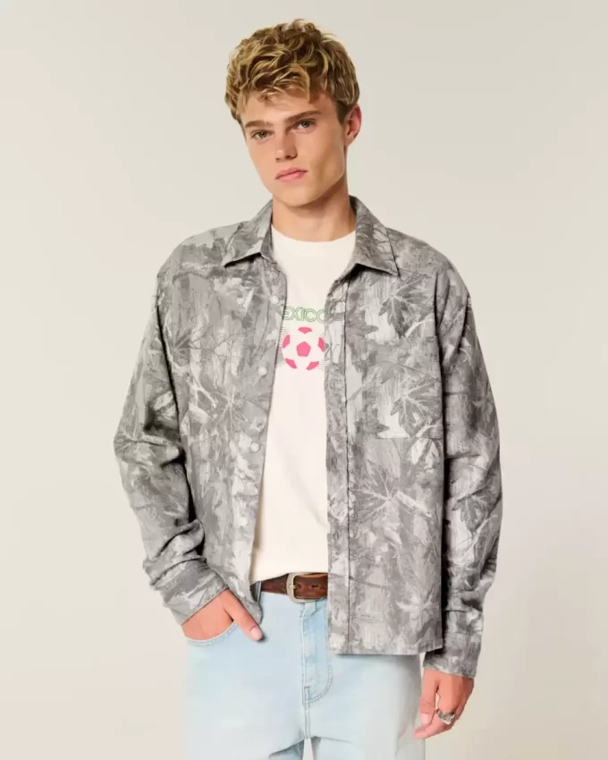 Boxy Camo Flannel Shirt