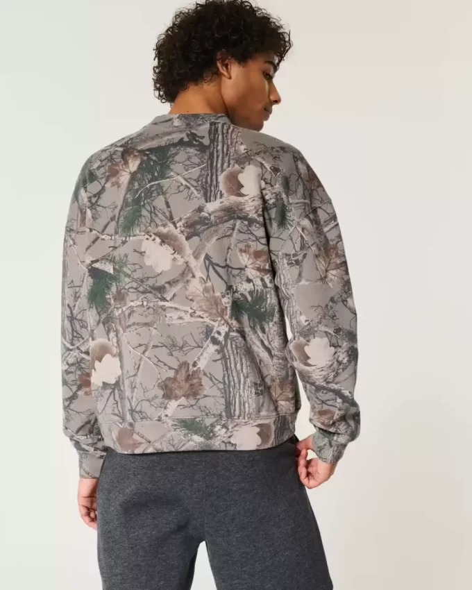Boxy Camo Logo Crew Sweatshirt