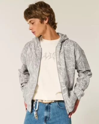 Boxy Camo Zip-Up Hoodie