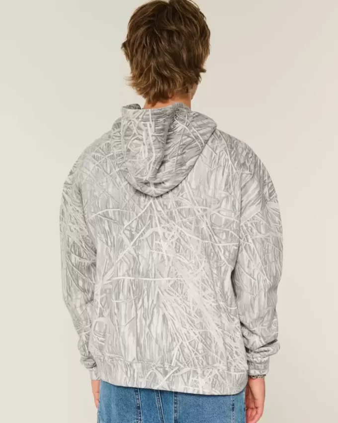Boxy Camo Zip-Up Hoodie