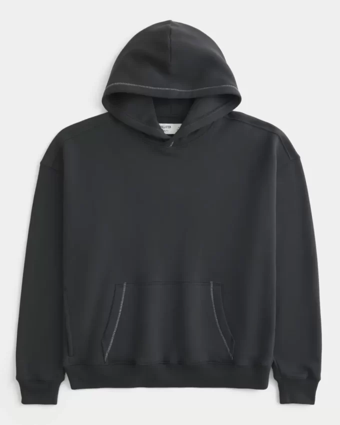 Boxy Contrast Stitch Hoodie