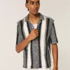 Boxy Crochet-Style Short-Sleeve Shirt