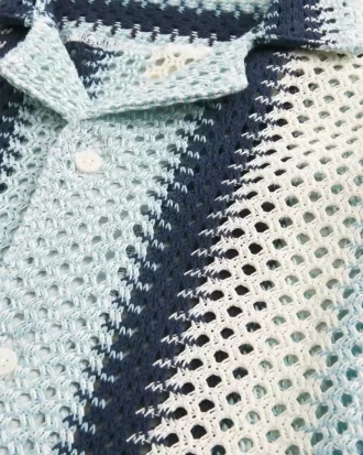 Boxy Crochet-Style Short-Sleeve Shirt