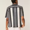Boxy Crochet-Style Short-Sleeve Shirt