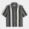 Boxy Crochet-Style Short-Sleeve Shirt