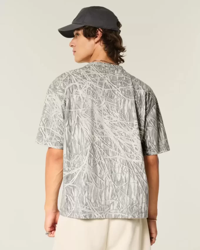 Boxy Crop Heavyweight Camo Crew T-Shirt