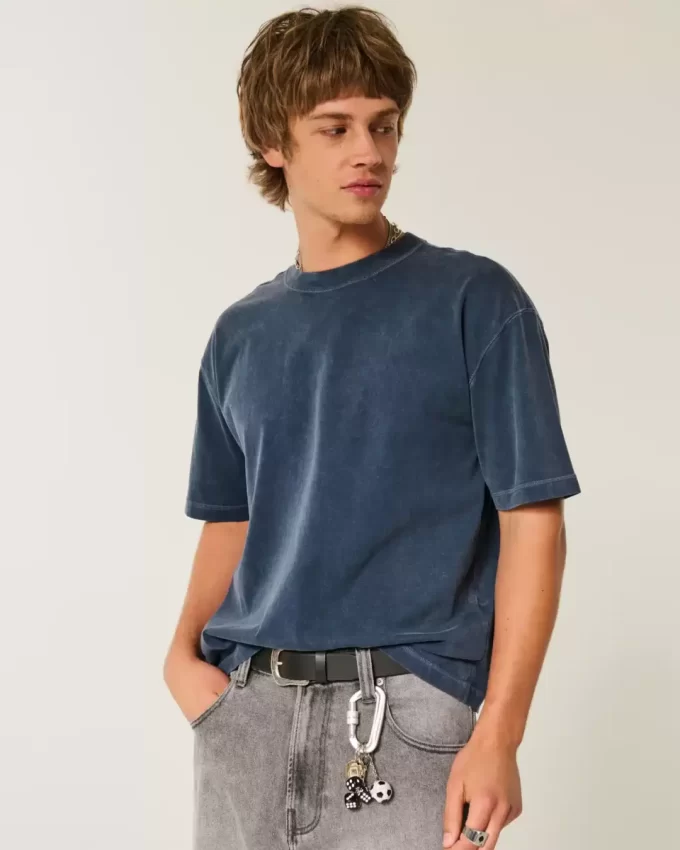 Boxy Crop Heavyweight Washed Crew T-Shirt