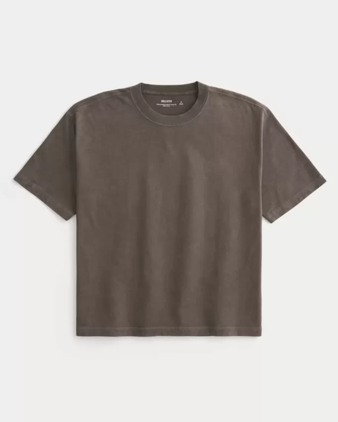 Boxy Crop Heavyweight Washed Crew T-Shirt