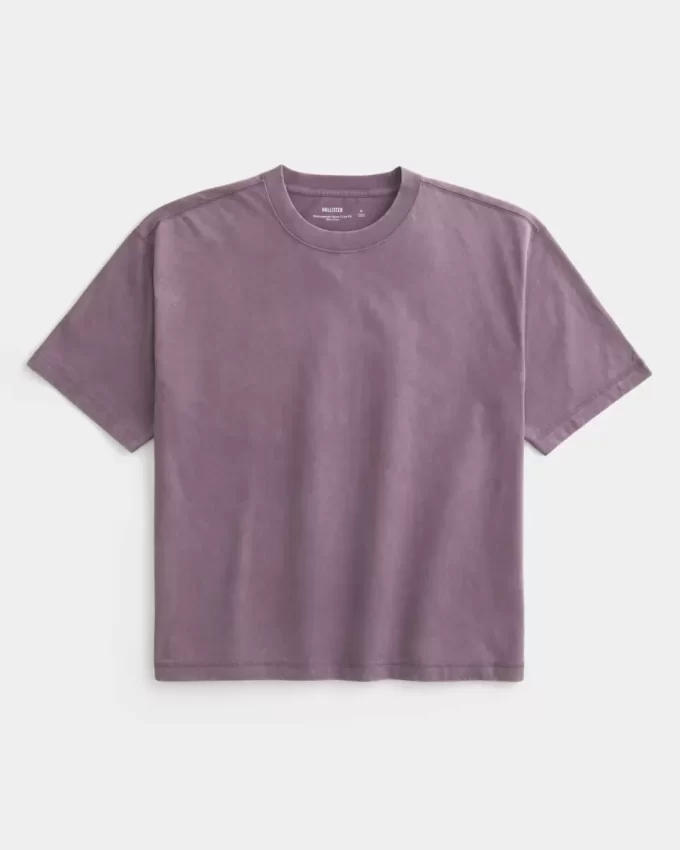 Boxy Crop Heavyweight Washed Crew T-Shirt