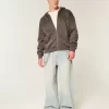 Boxy Flame Graphic Zip-Up Hoodie