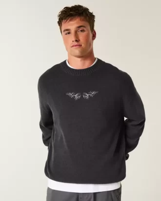 Boxy Graphic Crew Sweater