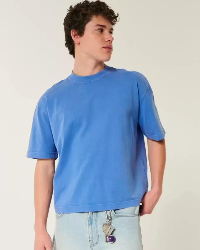 Boxy Heavyweight Crop Washed Crew T-Shirt
