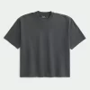 Boxy Heavyweight Crop Washed Crew T-Shirt
